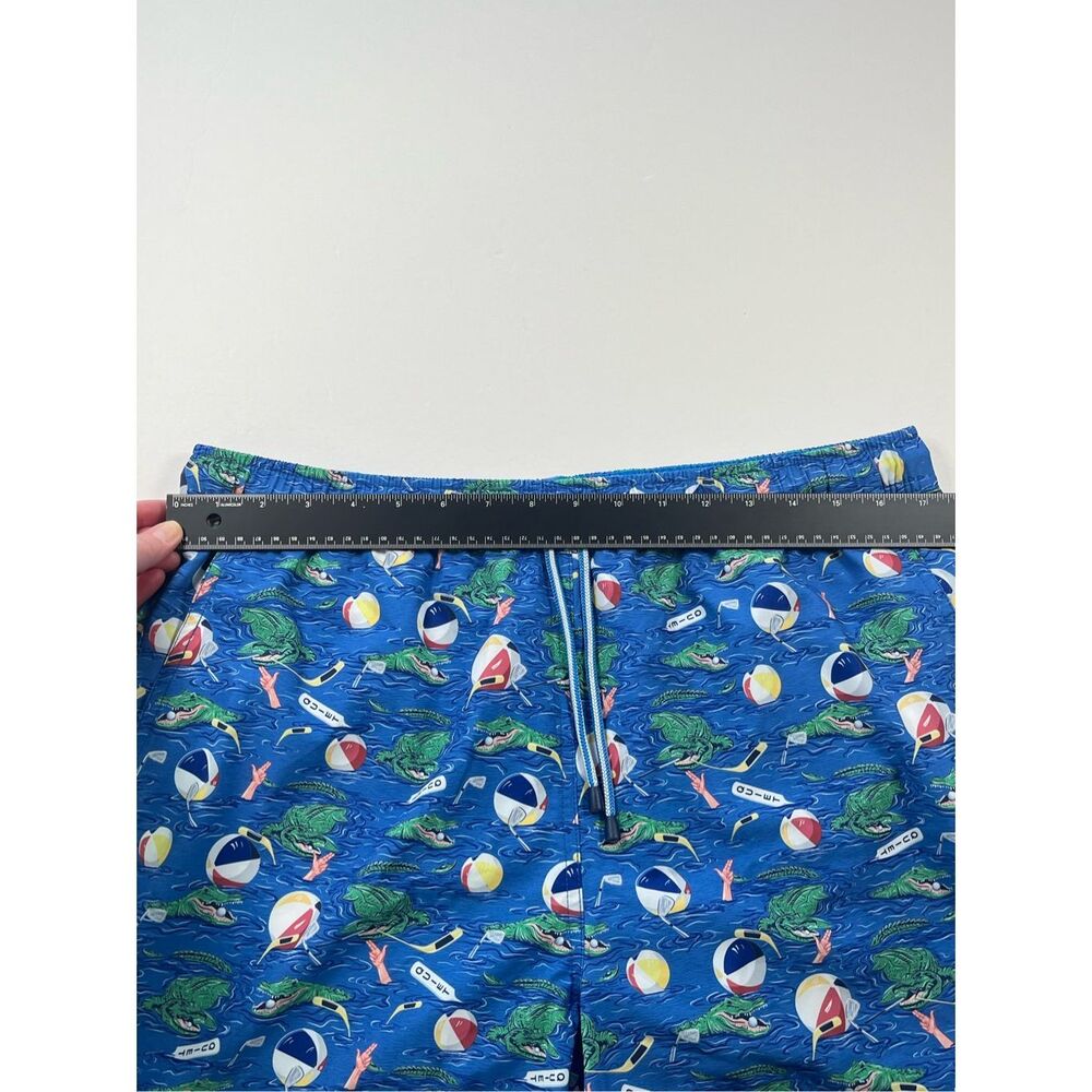 Peter Millar Crown Blue Alligator Golf Beach Print Swim 7” Trunks Mens Large - Picture 10 of 12